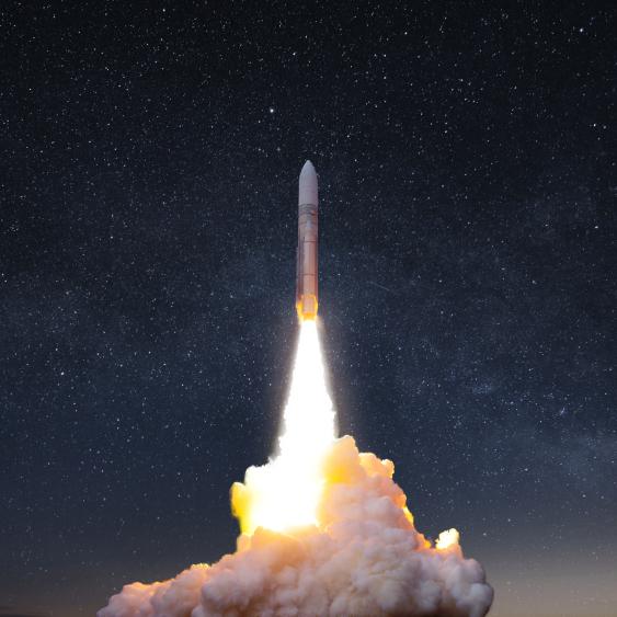 Rocket shooting into the sky