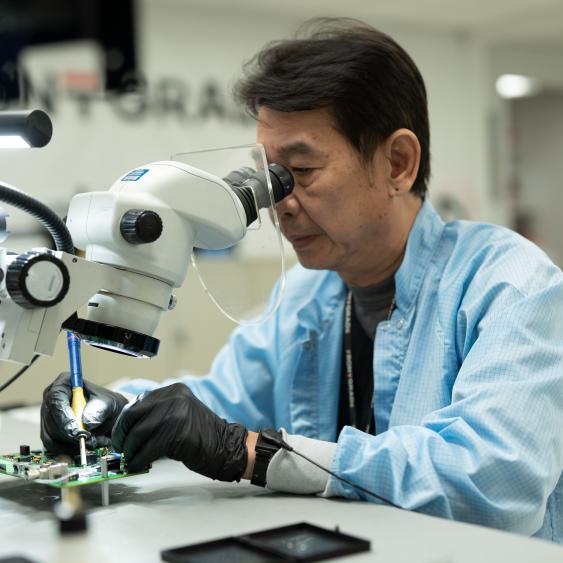 Employee working on tech
